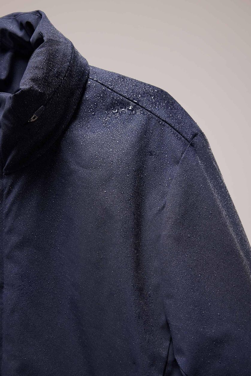 Erkek İndigo Su İtici Fermuarlı Mont