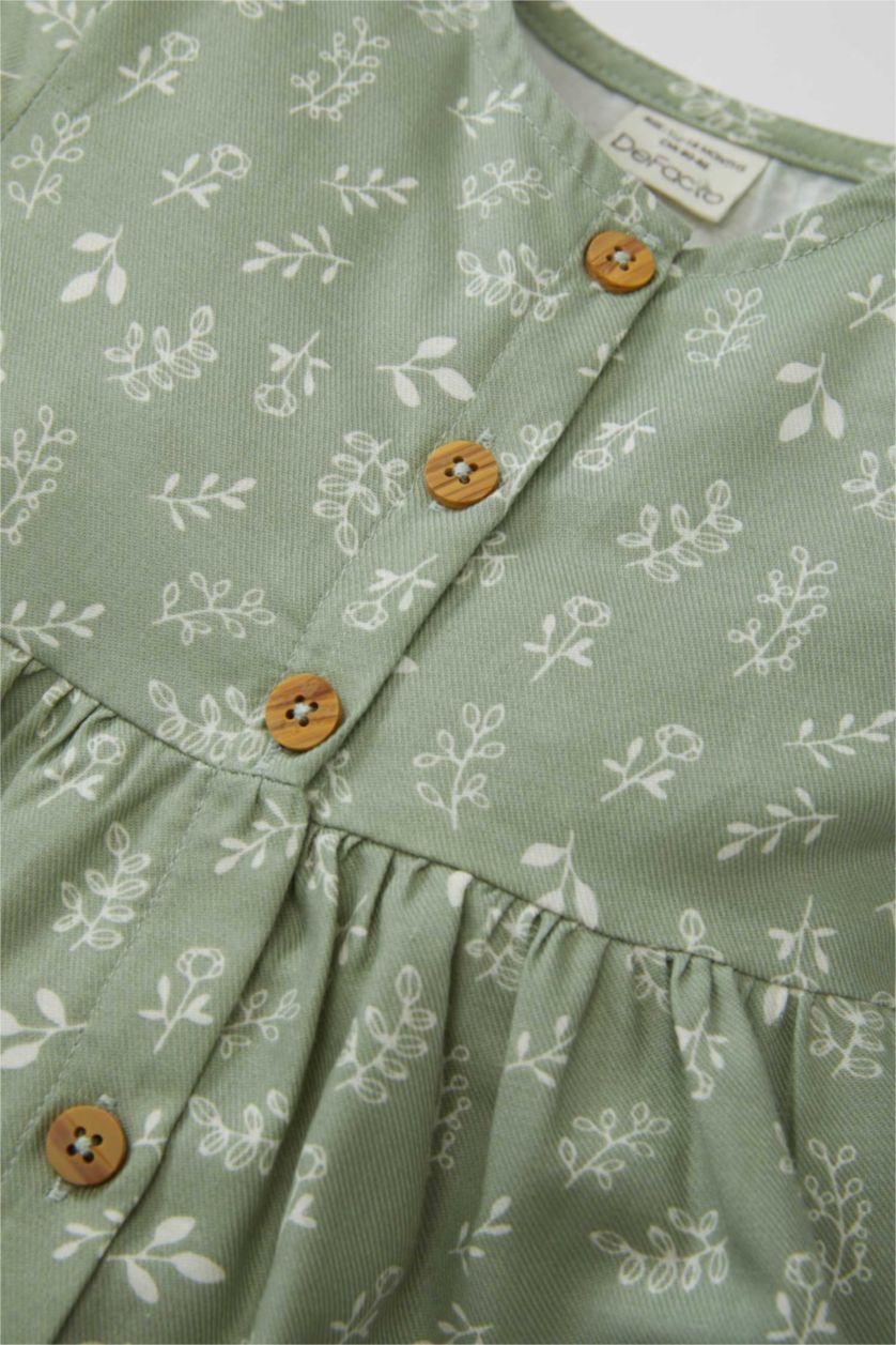 طفلة صغيرة نعناع فستان بنقشة الزهور تويل قصة عادية كم طويل برقبة بالدانتيل