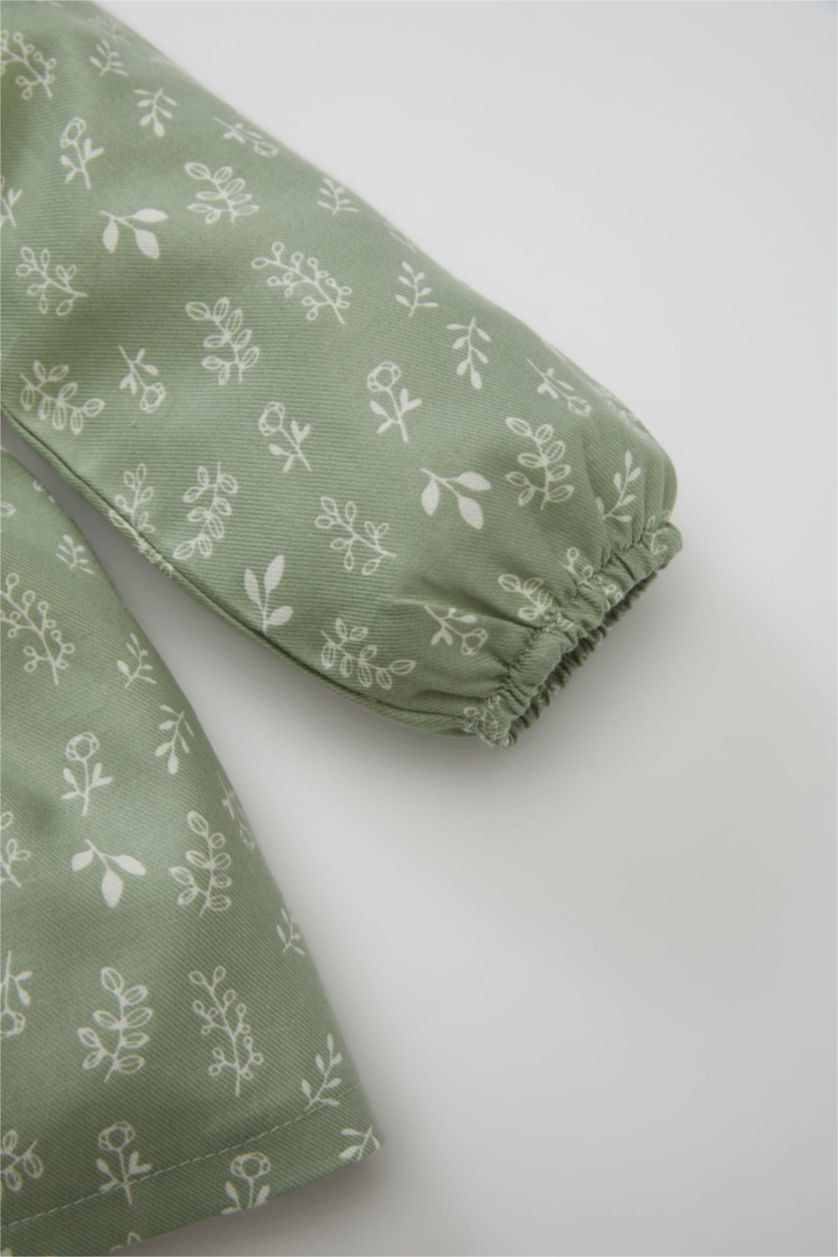 طفلة صغيرة نعناع فستان بنقشة الزهور تويل قصة عادية كم طويل برقبة بالدانتيل