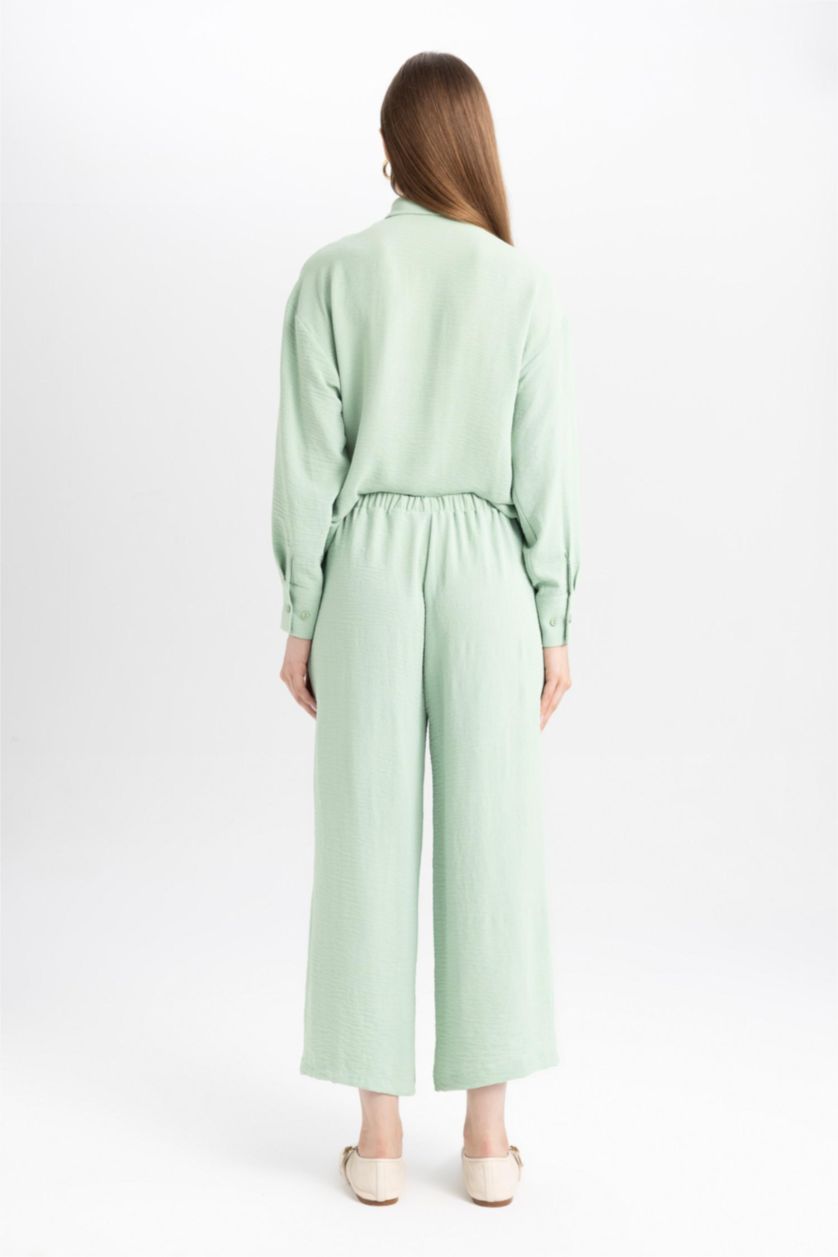 حريمي نعناع بنطلون وايد ليج برجل واسع