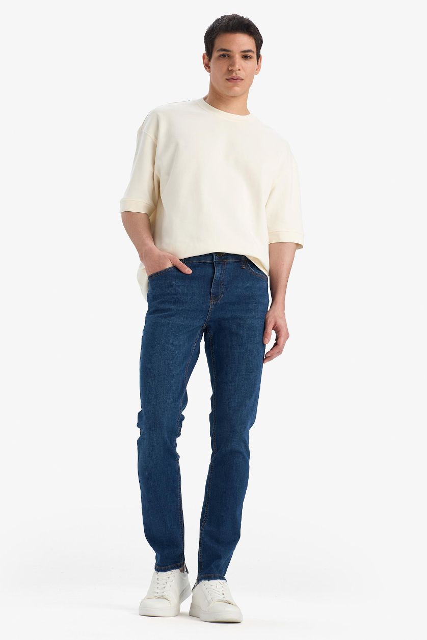 Man Dark Blue Carlo Skinny Fit Normal Waist Jeans