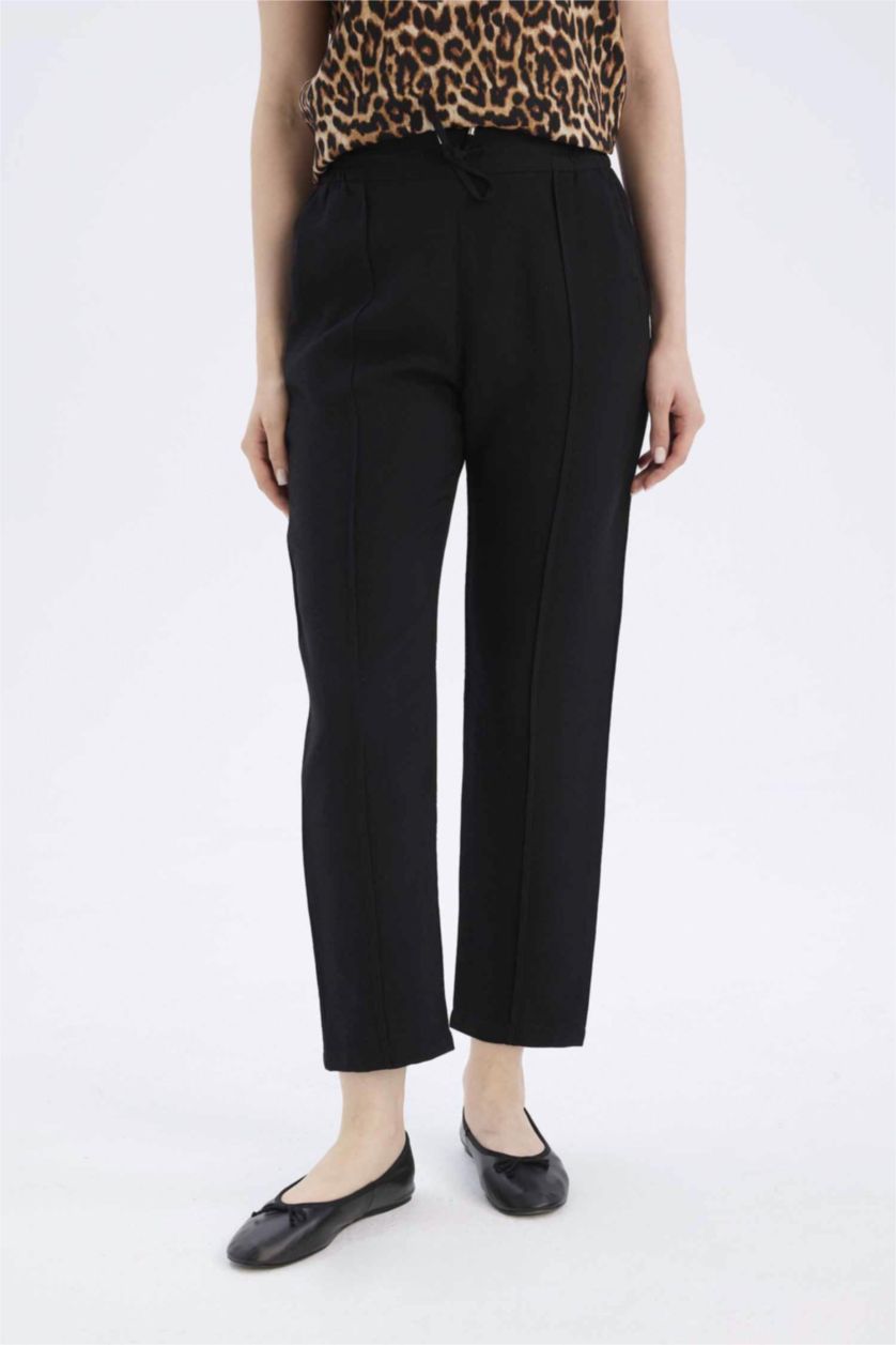 WOMAN Black Jogger Fit Straight Leg Trousers