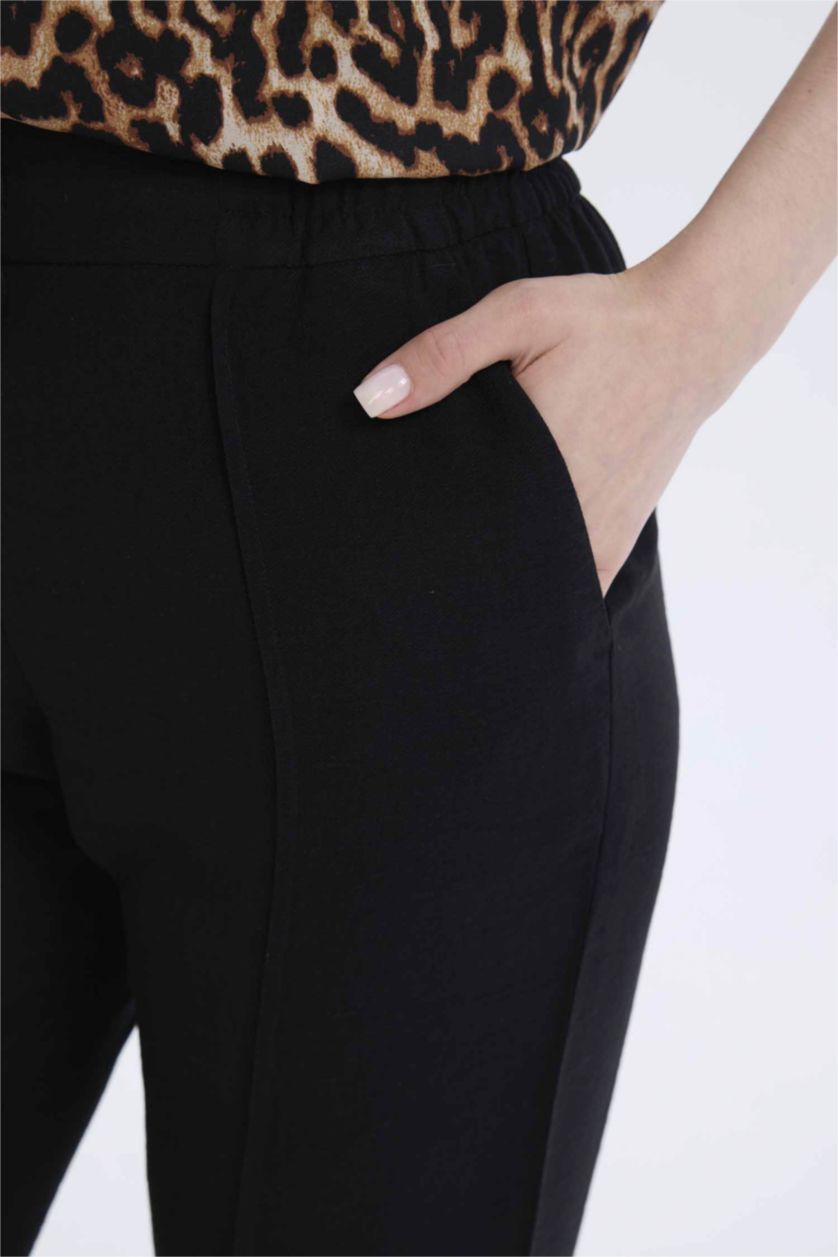 WOMAN Black Jogger Fit Straight Leg Trousers