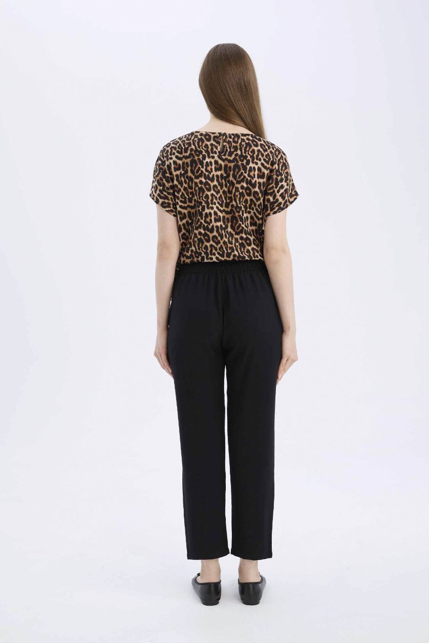 WOMAN Black Jogger Fit Straight Leg Trousers