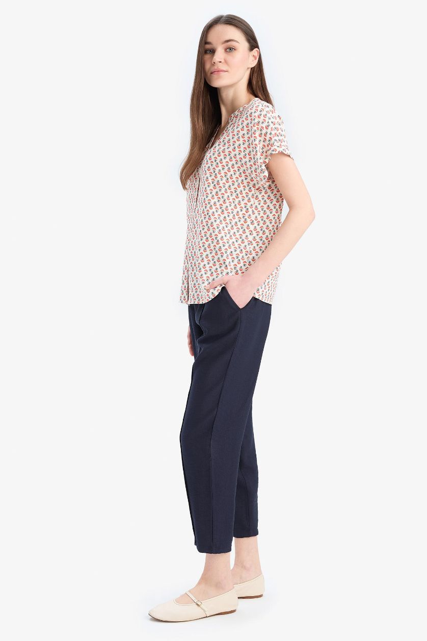 FEMME Marin Pantalon basique à coupe droite