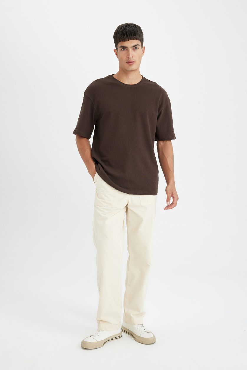 MAN Brown Relax Fit Crew Neck Cotton Short Sleeve Basic T-Shirt