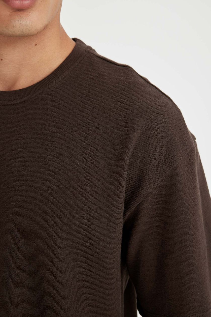 MAN Brown Relax Fit Crew Neck Cotton Short Sleeve Basic T-Shirt