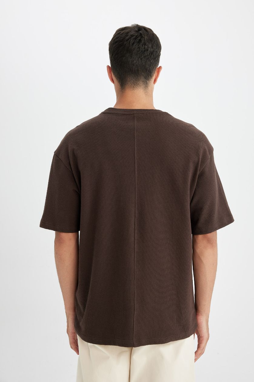 MAN Brown Relax Fit Crew Neck Cotton Short Sleeve Basic T-Shirt