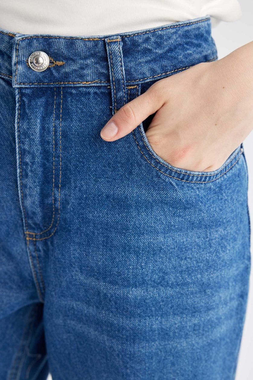 WOMAN Blue Wide Leg Normal Waist Jeans