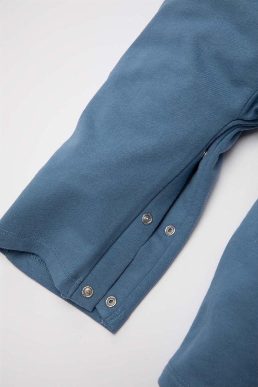 Erkek Bebek Ekru Erkek Bebek 2'li Takım Safari Desenli Uzun Kollu Tişört Üst Ayarlanabilir Salopet