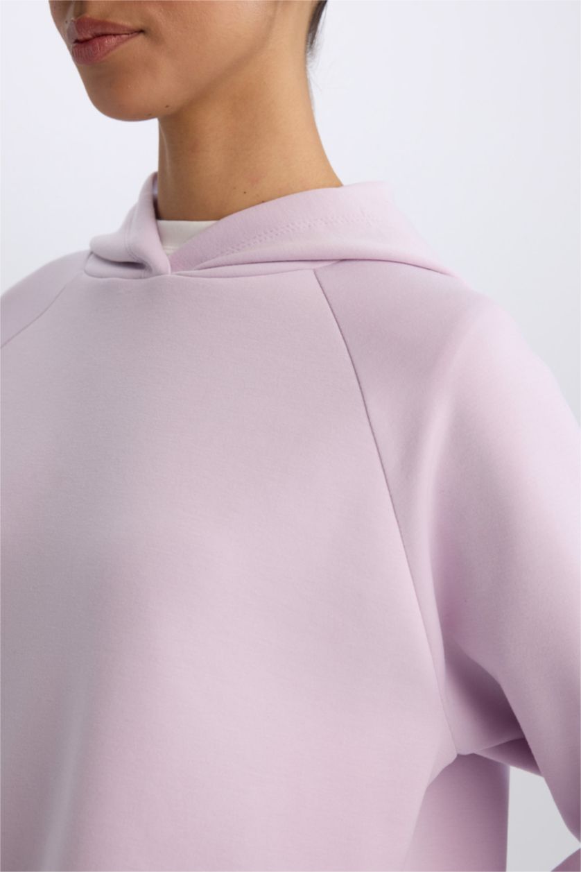 Kadın Lila Standart Fit Kapüşonlu Sporcu Sweatshirt