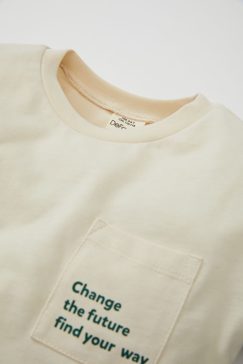 BABY BOY Light Stone Baby Boy Crew Neck Printed Long Sleeve T-Shirt