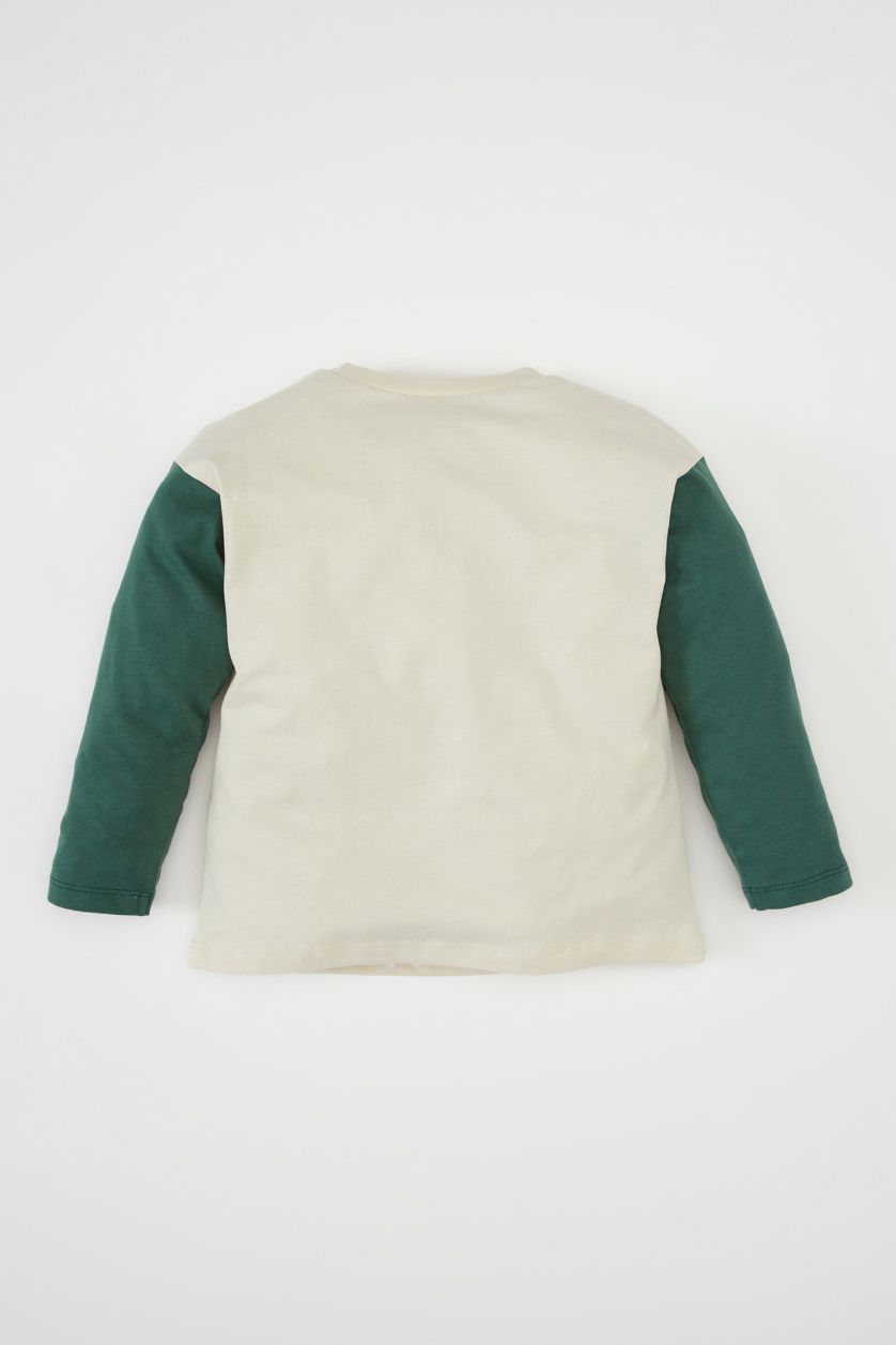 BABY BOY Light Stone Baby Boy Crew Neck Printed Long Sleeve T-Shirt