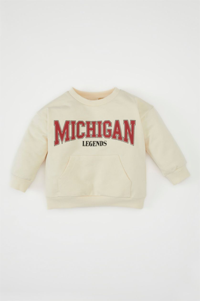 Малыши мальчики Светлая слоновая кость Свитшот с принтом для малышей мальчиков