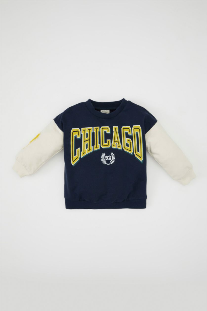 BABY BOY NAVY Baby Boy Crew Neck Printed Sweatshirt