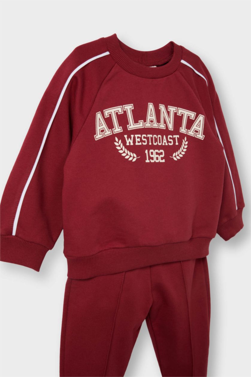 BABY BOY Bordeaux Baby Boy Printed Sweatshirt Sweatpants 2 Piece Set