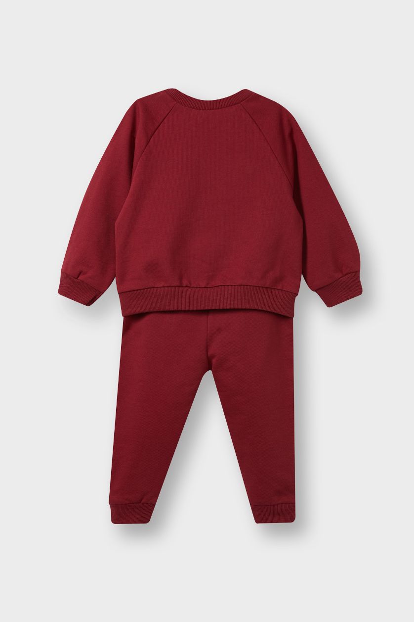 BABY BOY Bordeaux Baby Boy Printed Sweatshirt Sweatpants 2 Piece Set