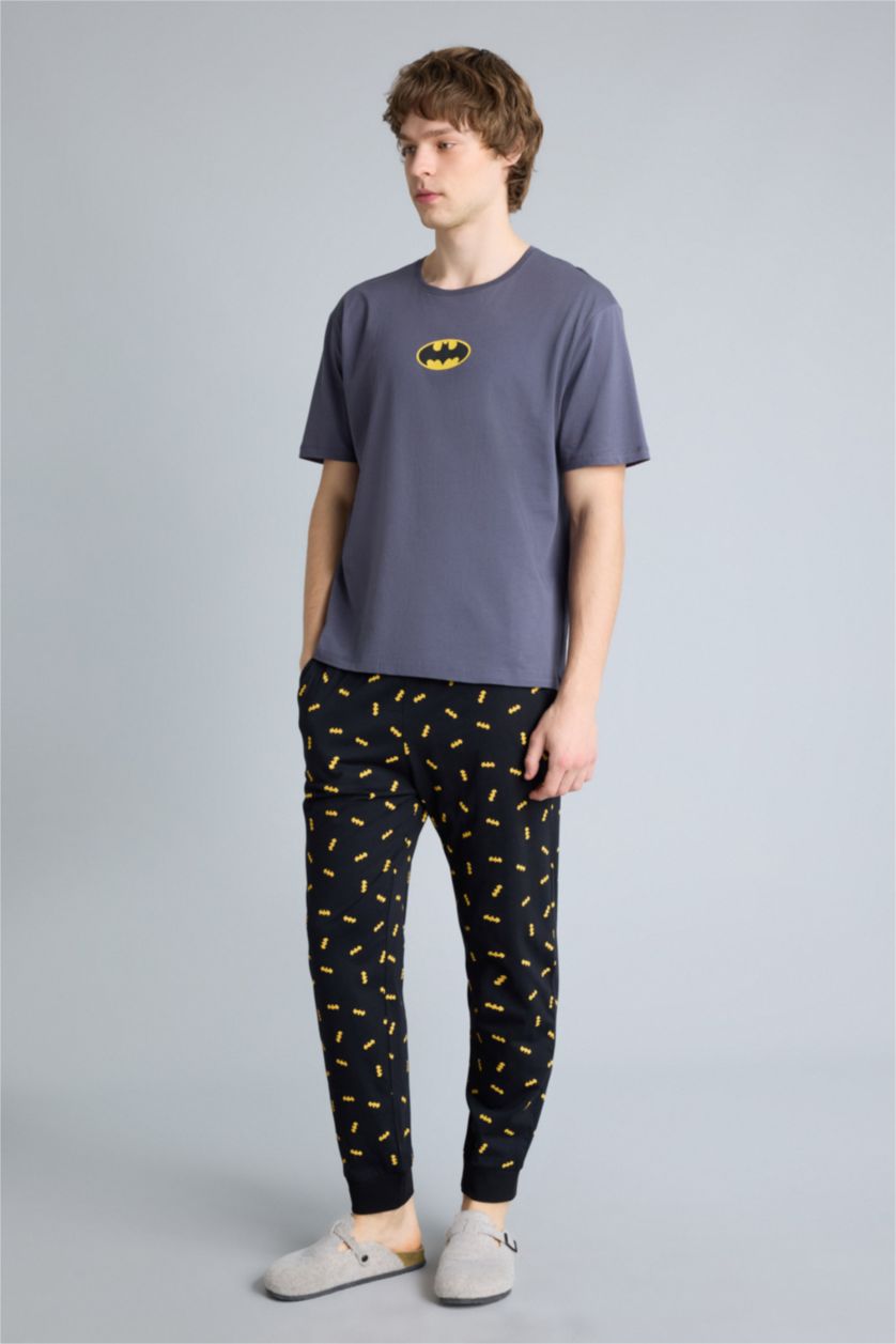 Erkek Antrasit Batman Regular Fıt Kısa Kollu 2'li Takım