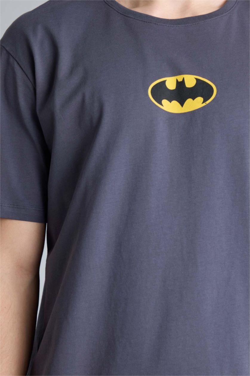 Erkek Antrasit Batman Regular Fıt Kısa Kollu 2'li Takım
