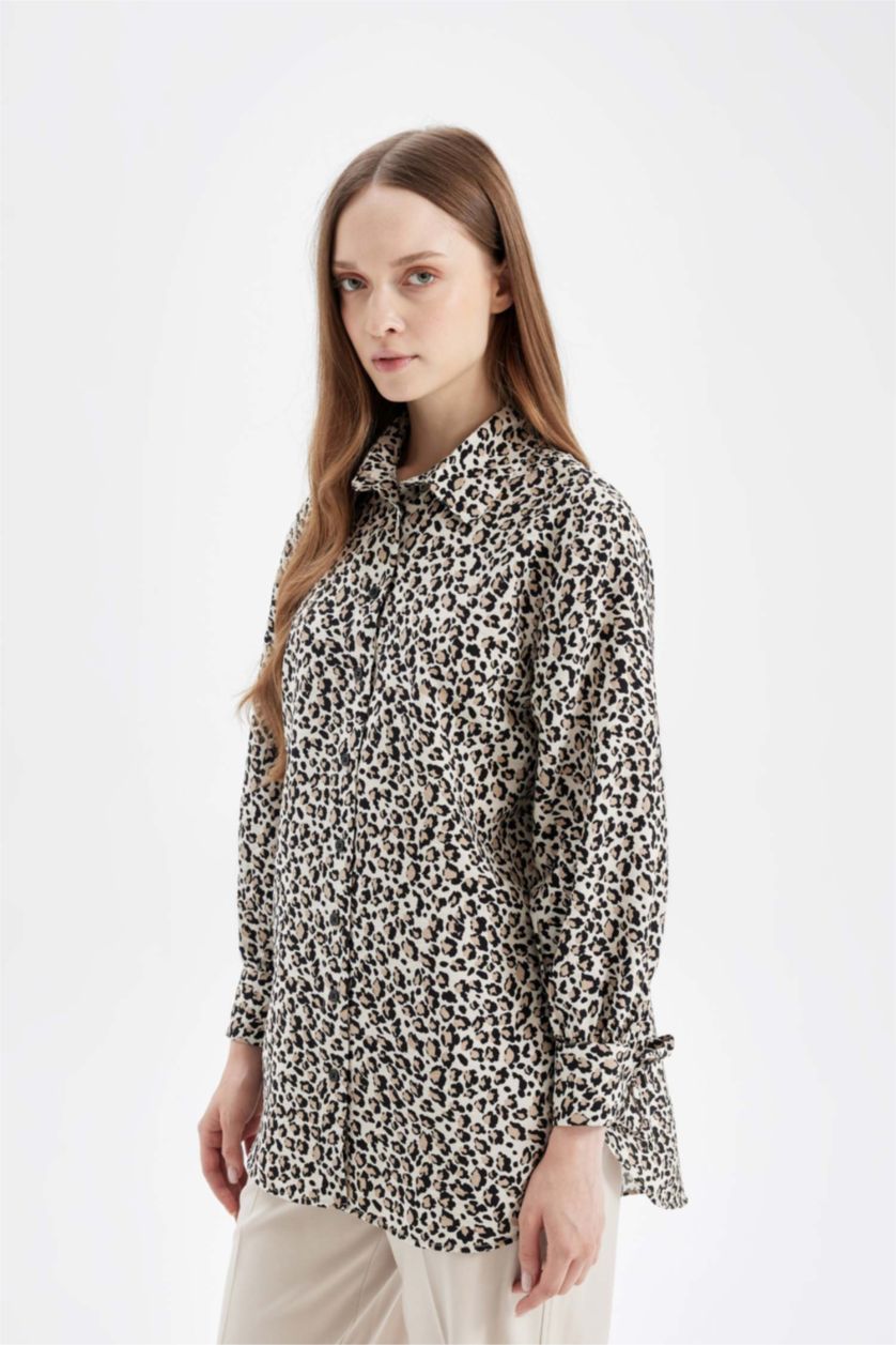 Woman Stone Relax Fit Shirt Collar Long Sleeve Tunic