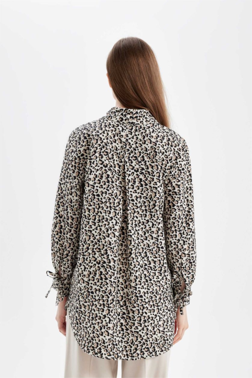 Woman Stone Relax Fit Shirt Collar Long Sleeve Tunic