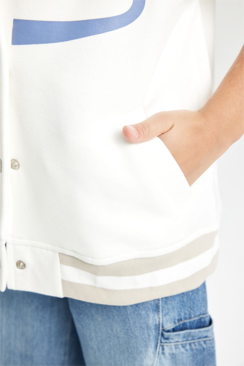 بناتي اوف وايت كارديجان بناتي بطبعة شعار تقيل اوفر سايز وبطانة ناعمة