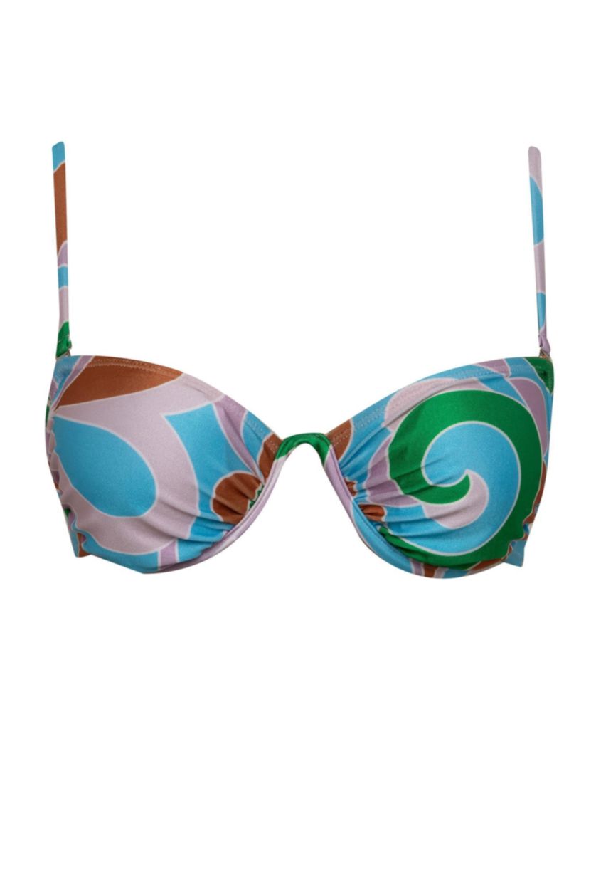 Woman Turquoise Afra x Defacto Patterned Bikini Top
