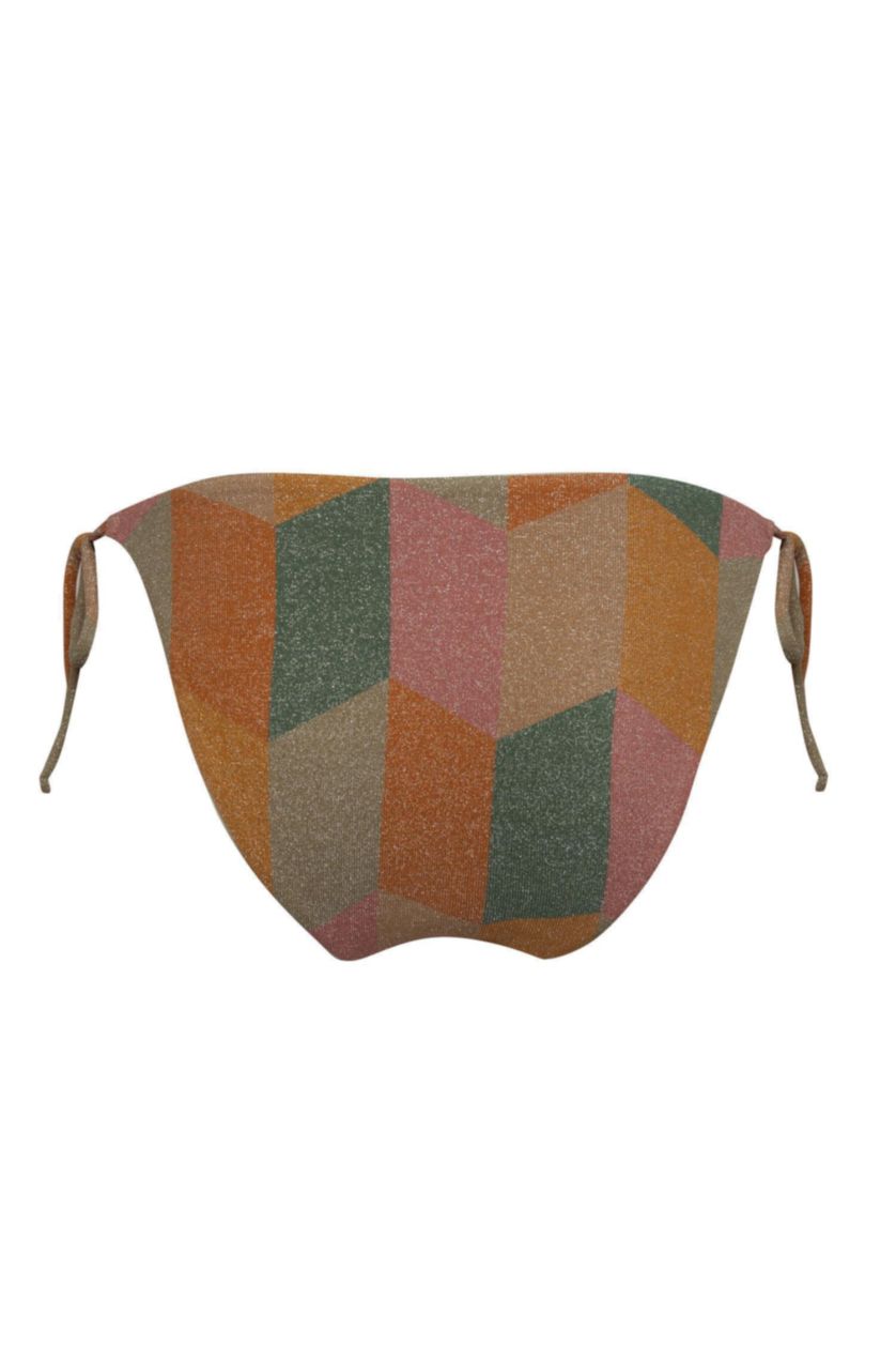 Woman Yellow Fall in Love Regular Fit Patterned Lace up Bikini Bottom