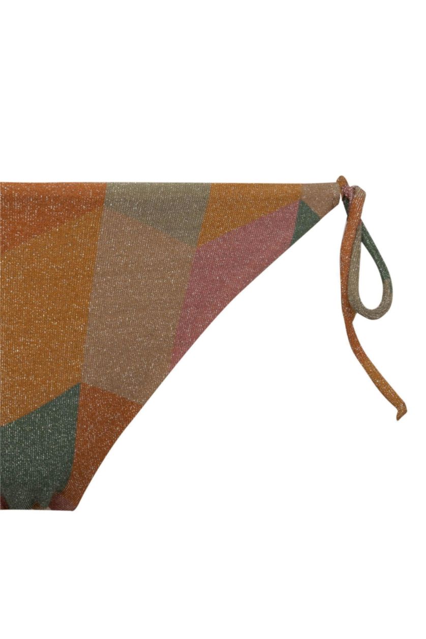 Woman Yellow Fall in Love Regular Fit Patterned Lace up Bikini Bottom