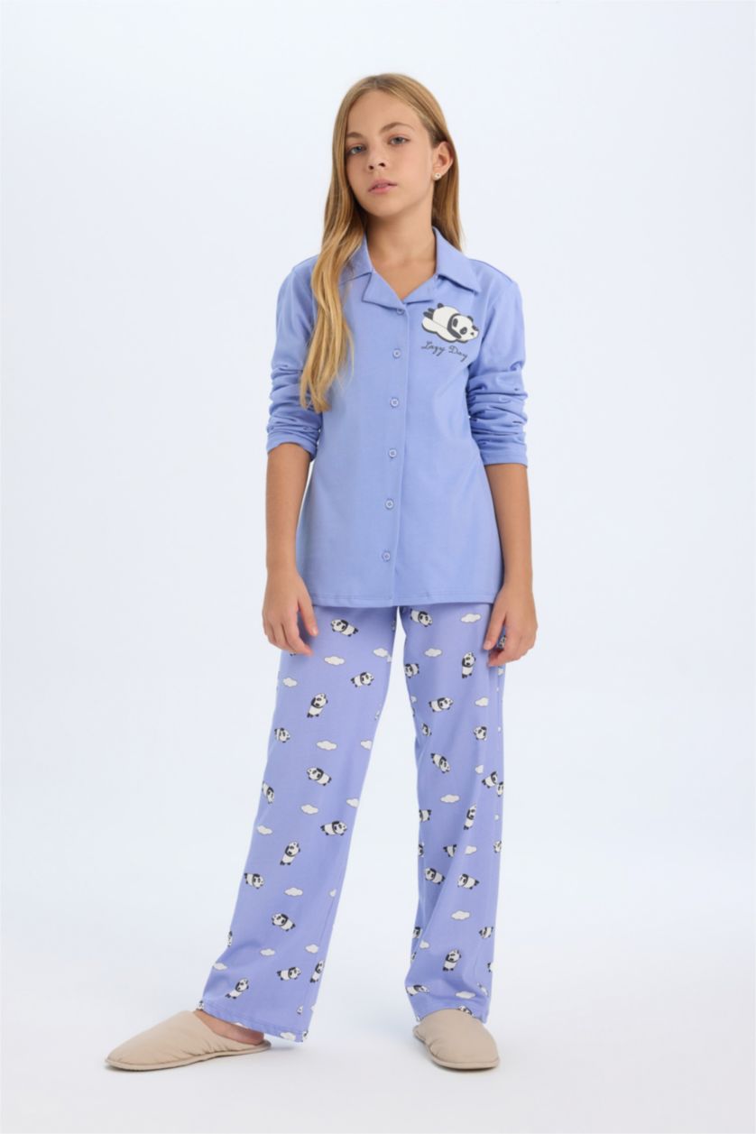FILLES Violet Ensemble Pyjama Top à manches longues imprimé ours et Bas long pour Fille