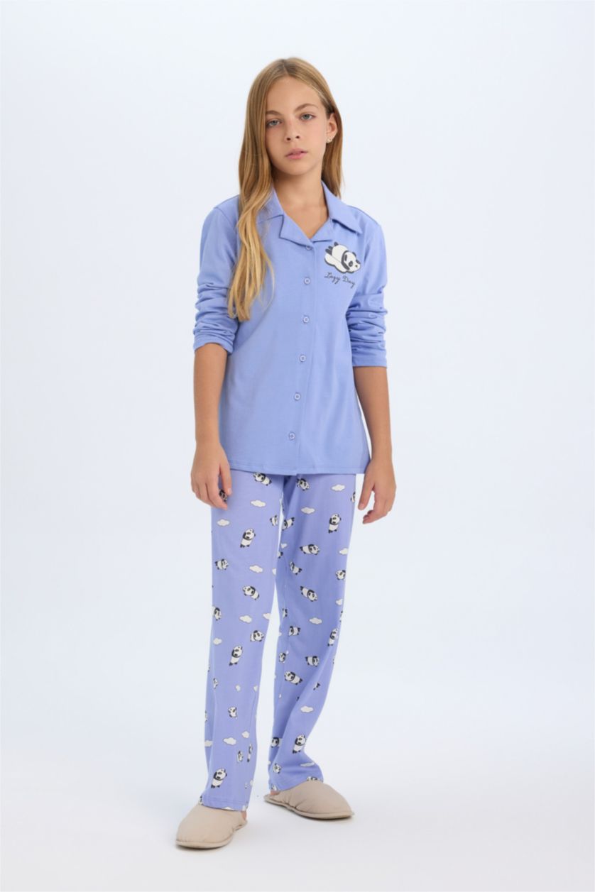 FILLES Violet Ensemble Pyjama Top à manches longues imprimé ours et Bas long pour Fille