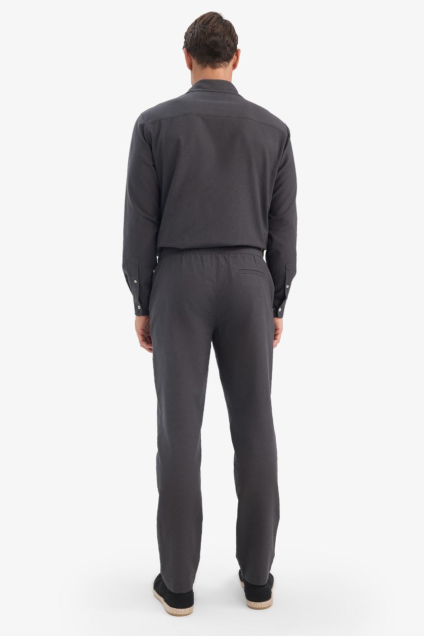 رجالي أنثرا بنطلون جوجر قطن سليم فيت ذو مظهر كتان