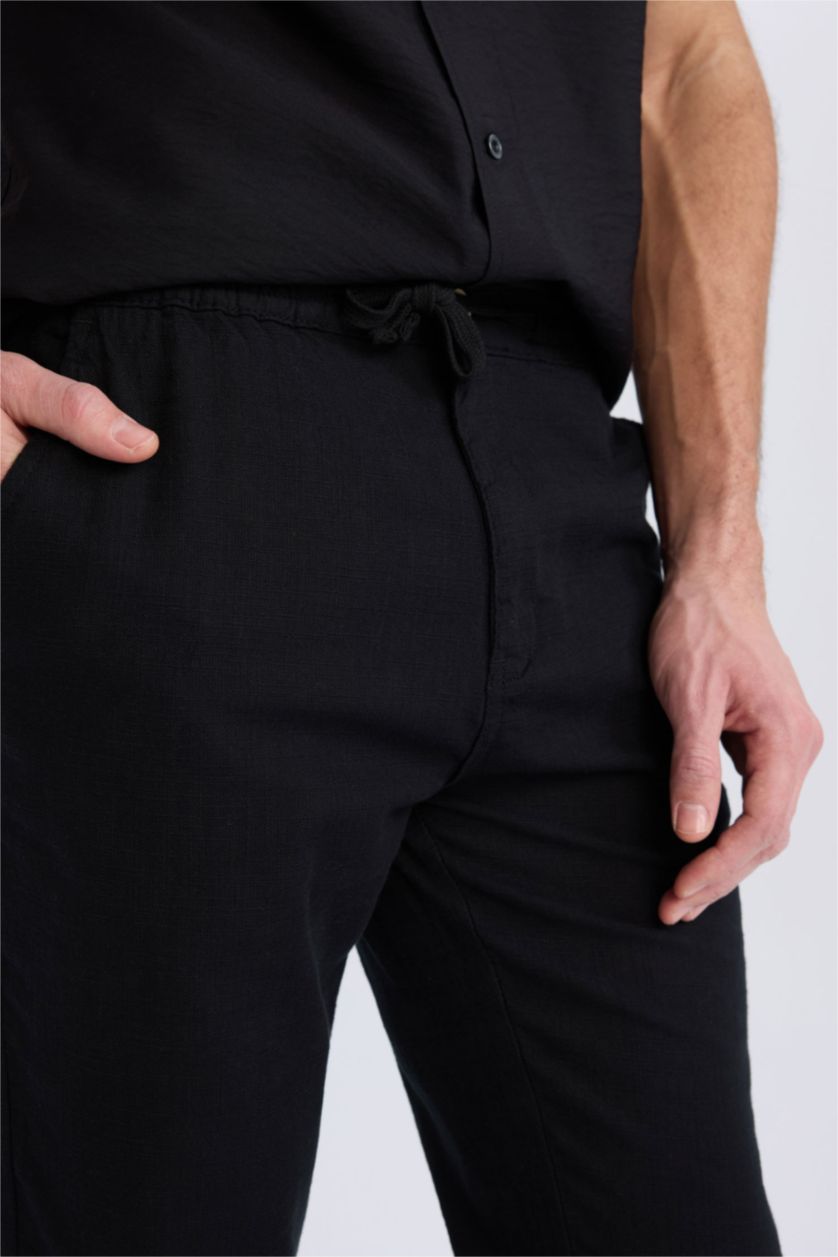 Erkek Siyah Beli Lastikli Pamuklu Pantolon