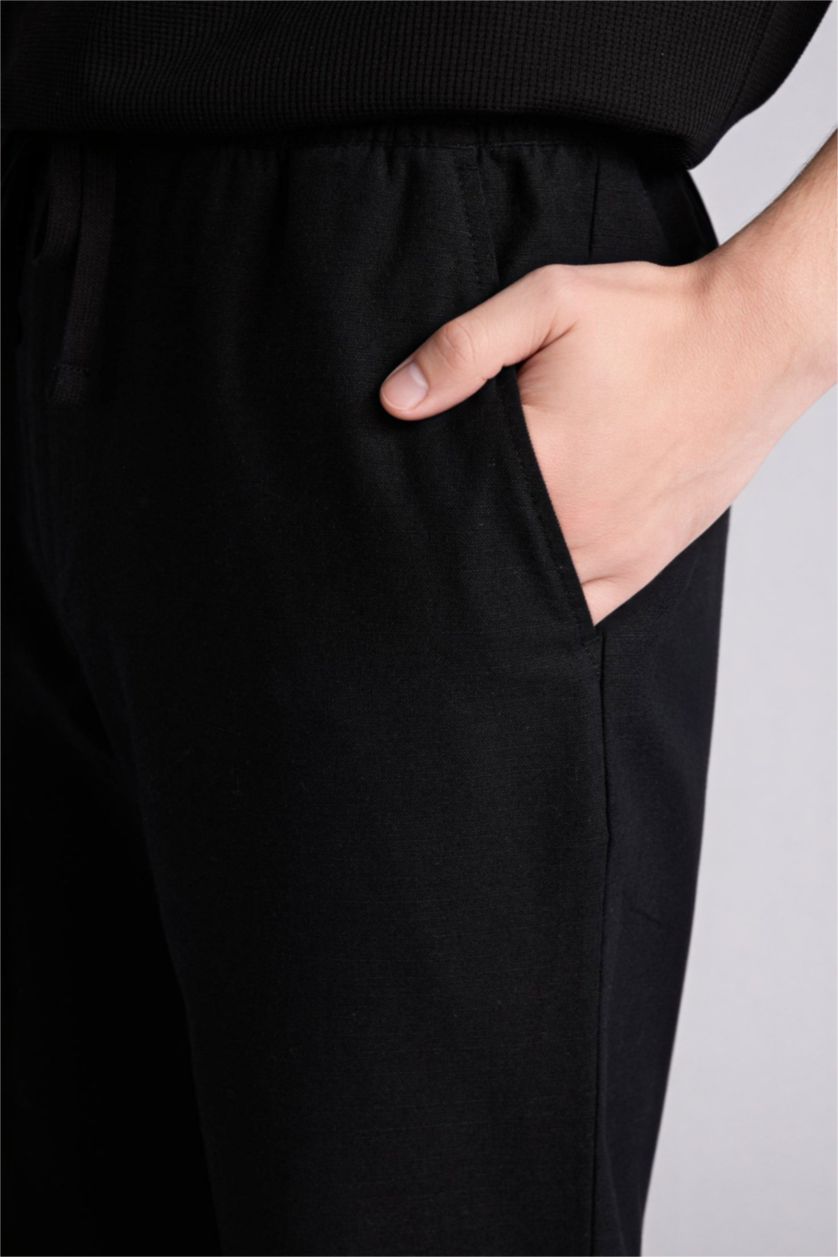 Erkek Siyah %100 Pamuk Slim Fit Pantolon