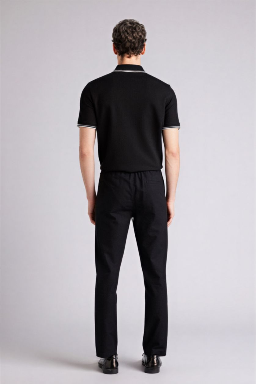 Erkek Siyah %100 Pamuk Slim Fit Pantolon