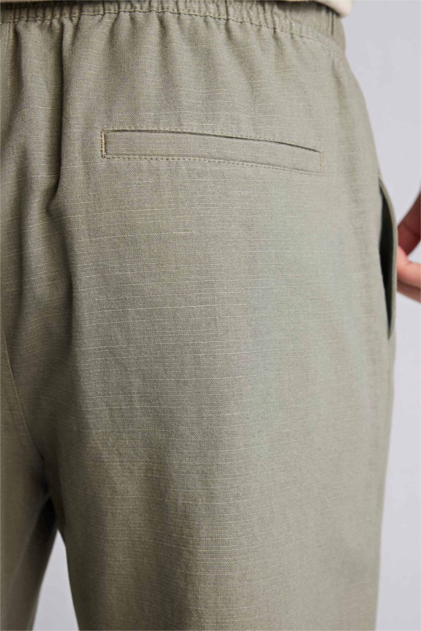 Erkek Açık Haki %100 Pamuk Slim Fit Pantolon