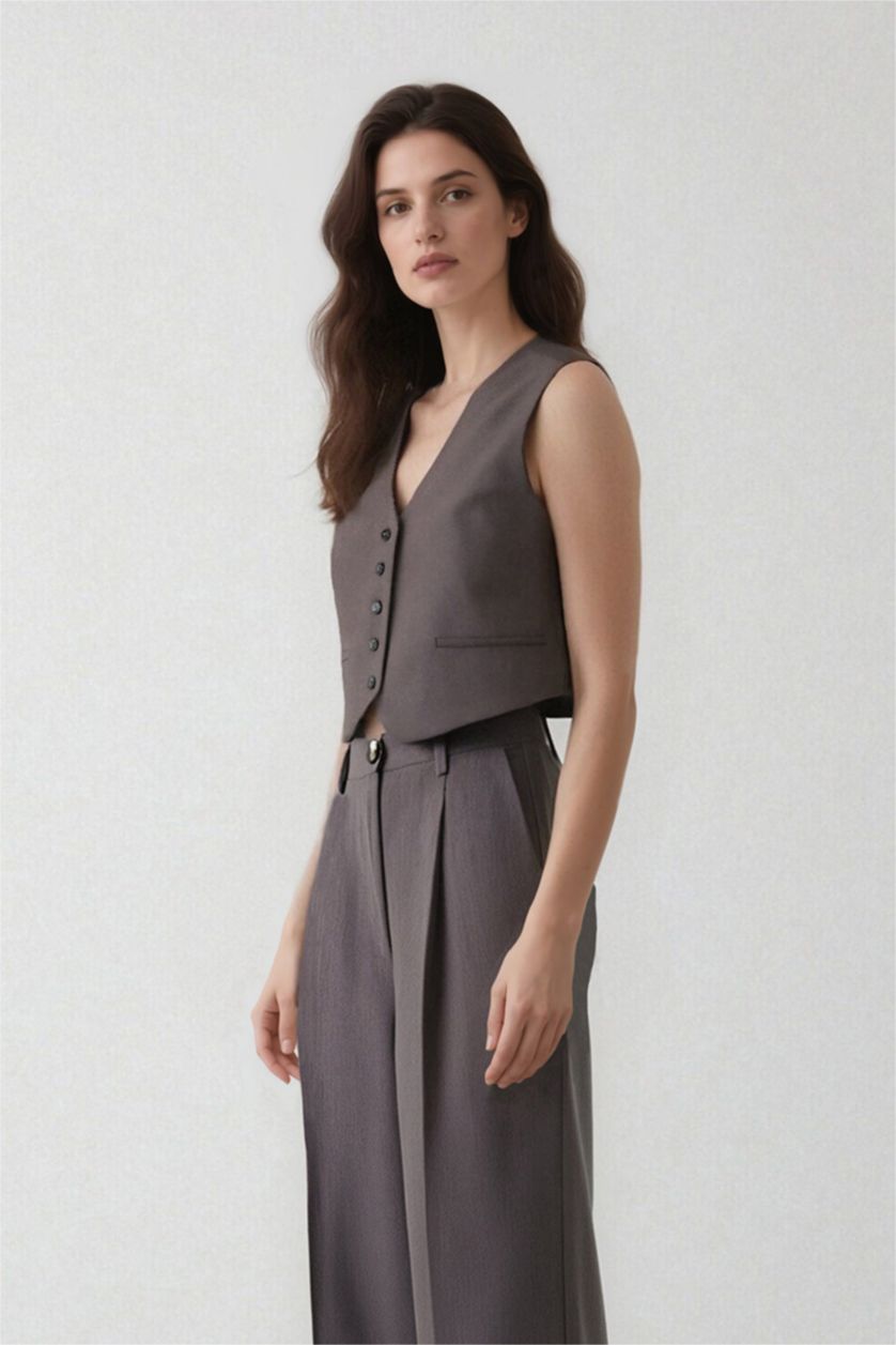 WOMAN Grey Melange V-Neck