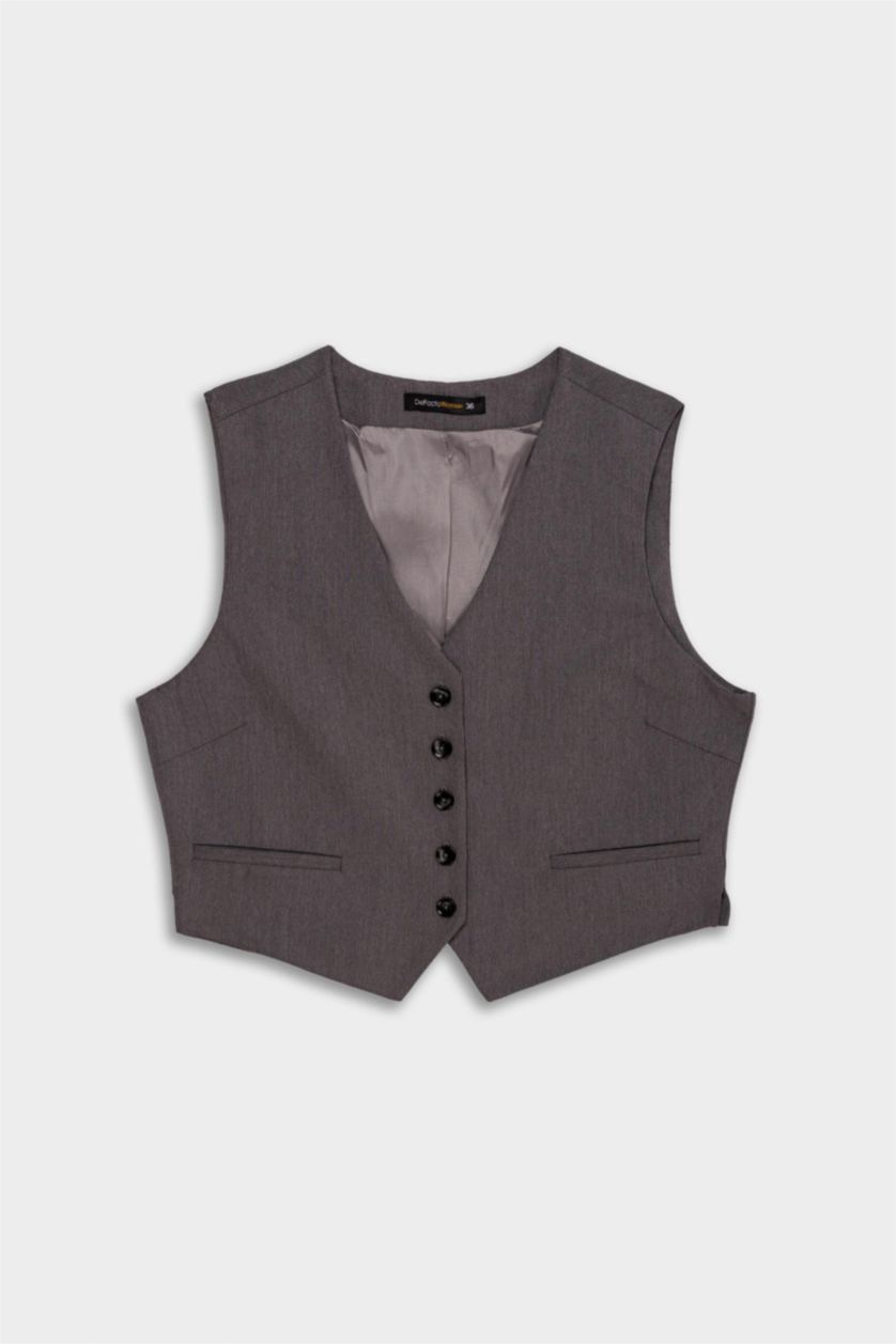 WOMAN Grey Melange V-Neck