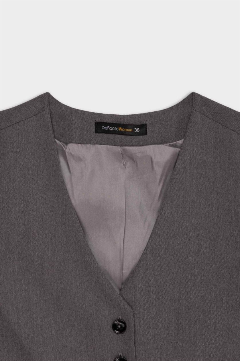 WOMAN Grey Melange V-Neck