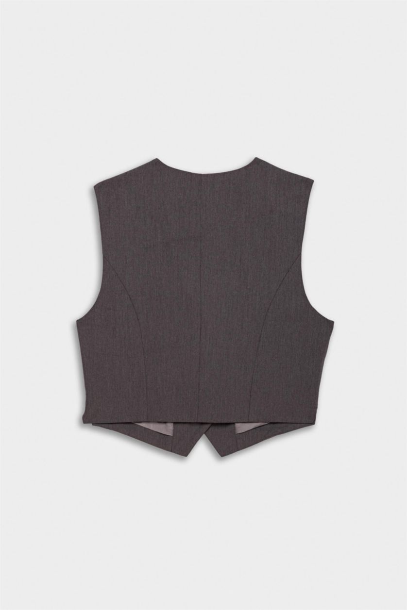 WOMAN Grey Melange V-Neck