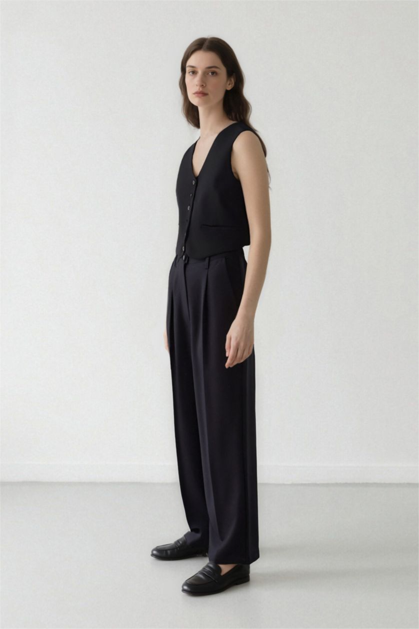 WOMAN Black Pocketed High Waist Wide Leg Trousers