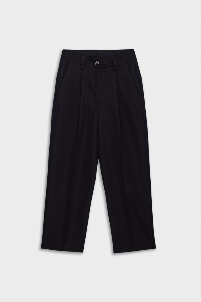 WOMAN Black Pocketed High Waist Wide Leg Trousers