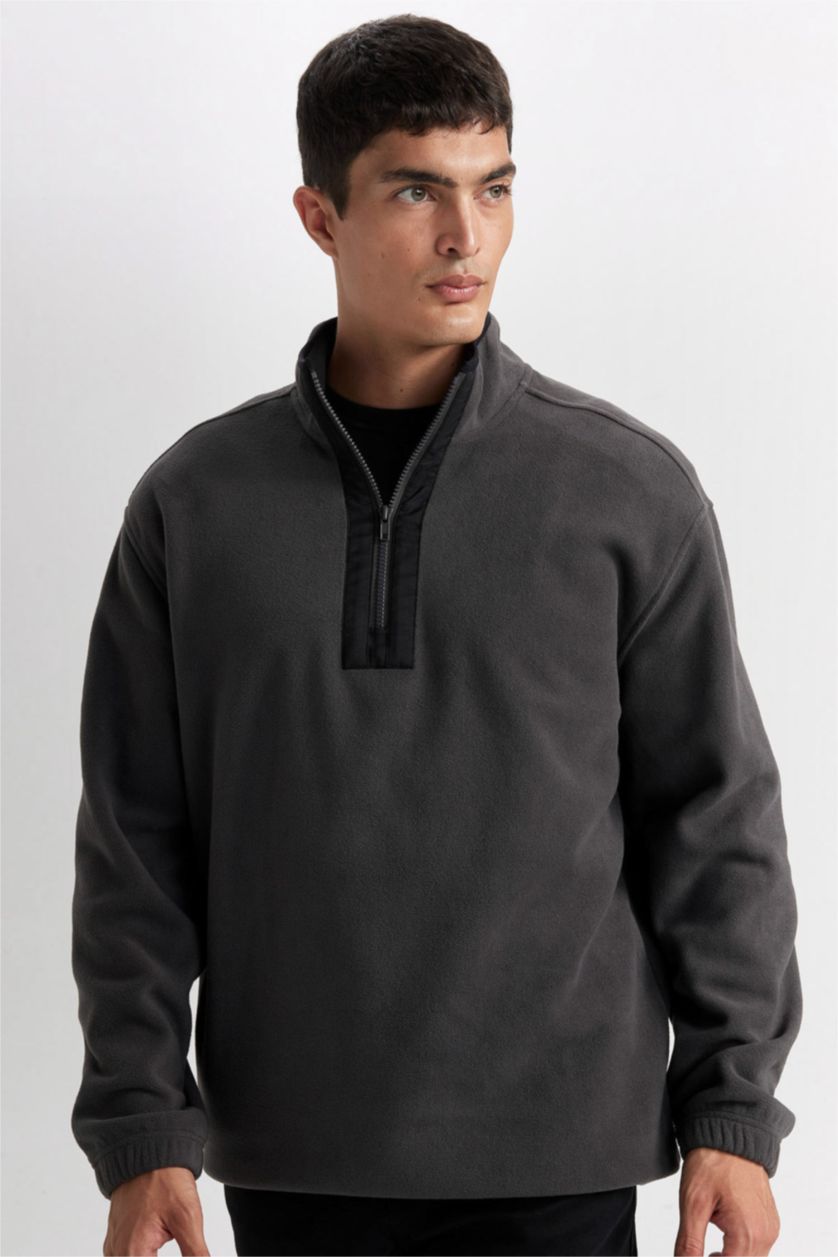 Men Anthracite Relax Fit fleece Sweatshirt
