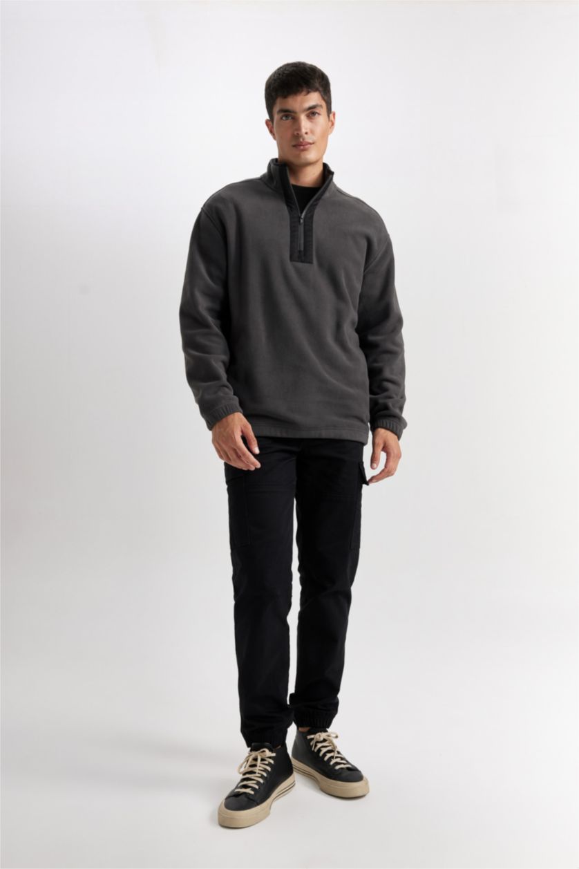 Men Anthracite Relax Fit fleece Sweatshirt