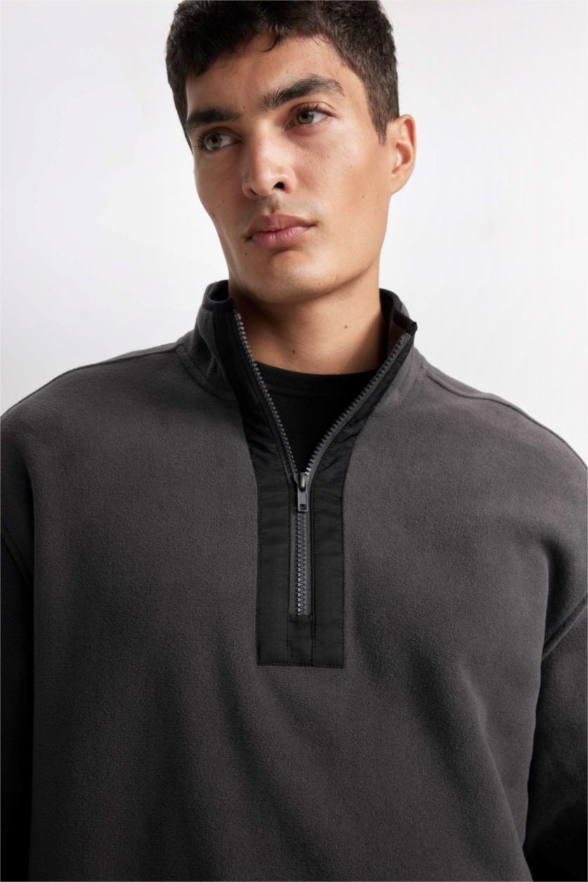 Men Anthracite Relax Fit fleece Sweatshirt