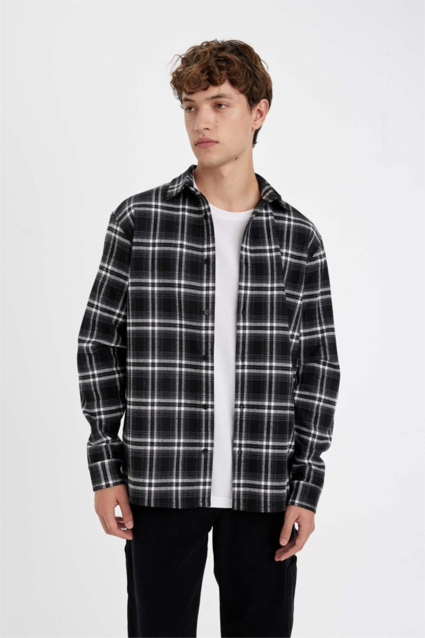 رجالي أنثرا Regular Fit Woodcutter Long Sleeve Shirt