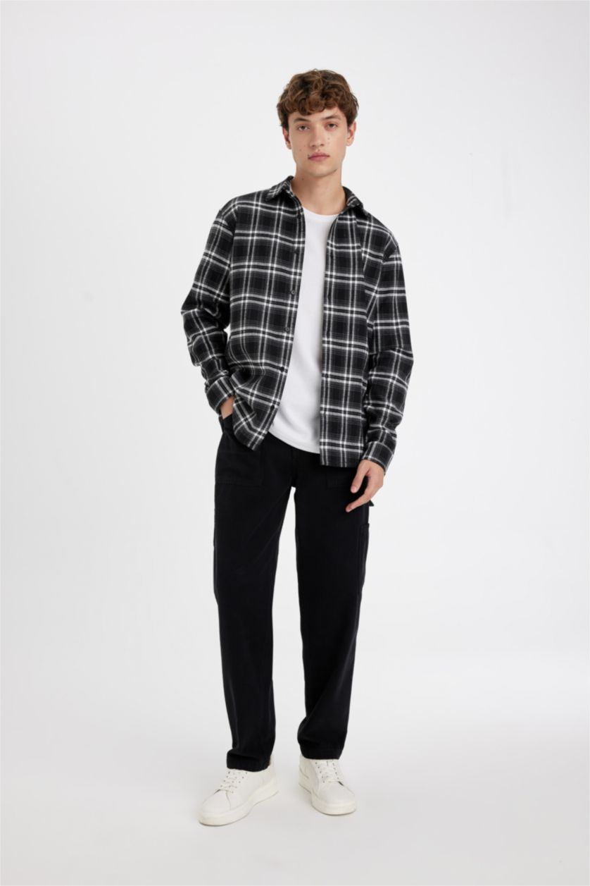 رجالي أنثرا Regular Fit Woodcutter Long Sleeve Shirt