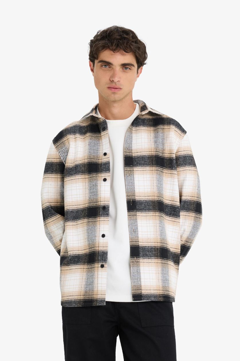 MAN Stone Regular Fit Plaid Long Sleeve Shirt