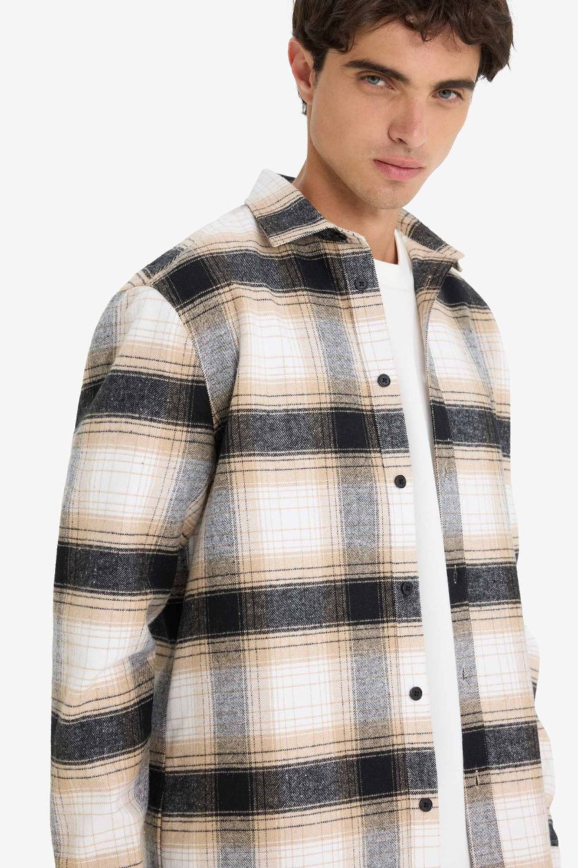 MAN Stone Regular Fit Plaid Long Sleeve Shirt