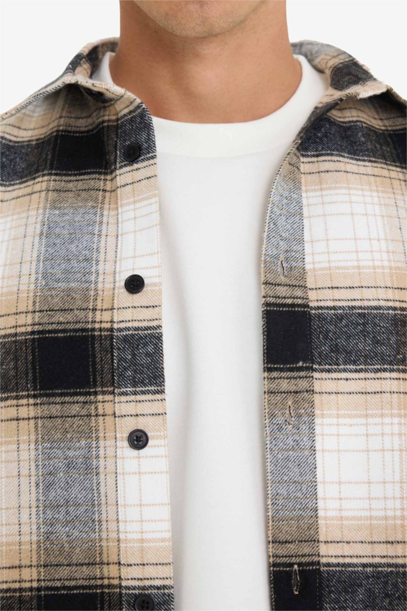 MAN Stone Regular Fit Plaid Long Sleeve Shirt